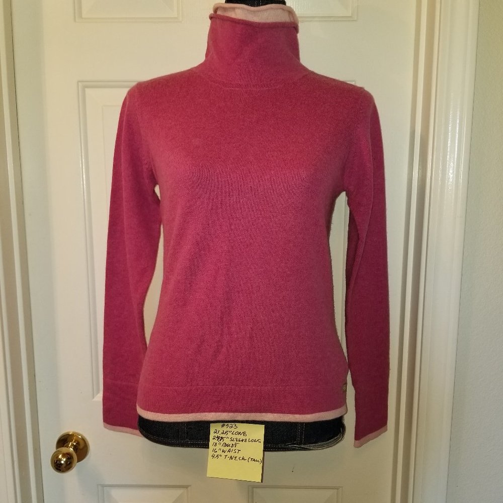 ✅523 NWOT S Columbia Wool Cotton Pink turtleneck S